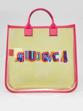 Gucci Pink/Yellow Star Vinyl and Leather GUCCI AMOUR Kids Tote Bag